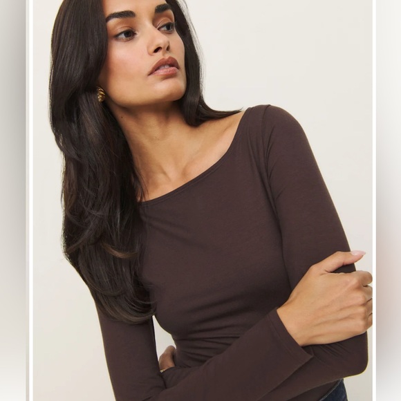 Reformation Wiley Knit Top, brown. Size: Small - Picture 2 of 6